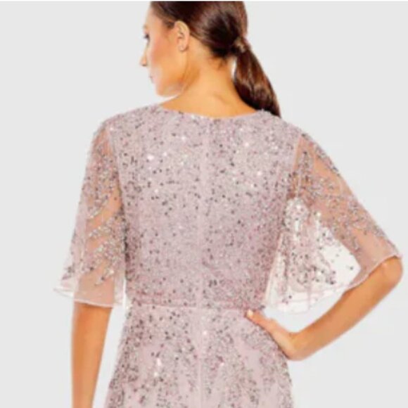 Mac Duggal 93681 Sequined Butterfly Sleeve High Low Gown Womens Dress New - Picture 4 of 11